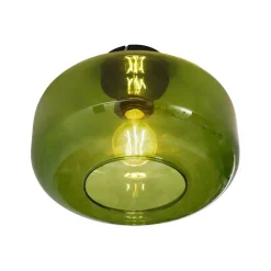 QAZQA Schlafzimmerlampen|Küchenlampen*Retro Deckenleuchte Schwarz mit Grünglas - Bizle