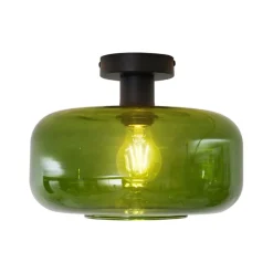 QAZQA Schlafzimmerlampen|Küchenlampen*Retro Deckenleuchte Schwarz mit Grünglas - Bizle