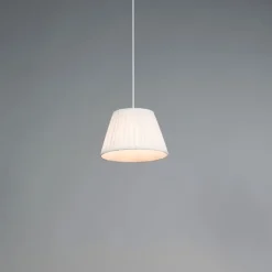 QAZQA Pendelleuchten|Wohnzimmerlampen*Retro Hängelampe Creme 25 cm - Plissee