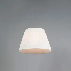 QAZQA Pendelleuchten|Wohnzimmerlampen*Retro Hängelampe Creme 45 cm - Plissee