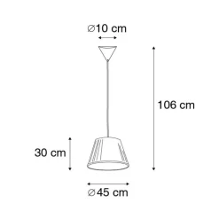 QAZQA Pendelleuchten|Wohnzimmerlampen*Retro Hängelampe Creme 45 cm - Plissee