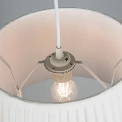 QAZQA Pendelleuchten|Wohnzimmerlampen*Retro Hängelampe Creme 45 cm - Plissee