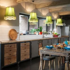 QAZQA Pendelleuchten|Wohnzimmerlampen*Retro Hängelampe grün 45 cm - Granny