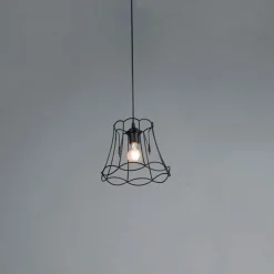 QAZQA Pendelleuchten|Wohnzimmerlampen*Retro Hängelampe schwarz 25 cm - Granny Frame