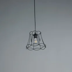 QAZQA Pendelleuchten|Wohnzimmerlampen*Retro Hängelampe schwarz 25 cm - Granny Frame