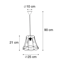 QAZQA Pendelleuchten|Wohnzimmerlampen*Retro Hängelampe schwarz 25 cm - Granny Frame