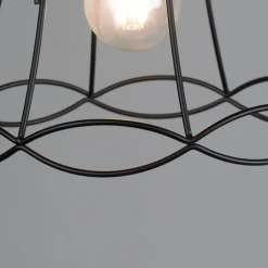 QAZQA Pendelleuchten|Wohnzimmerlampen*Retro Hängelampe schwarz 25 cm - Granny Frame