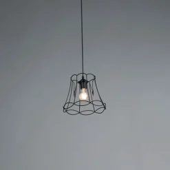 QAZQA Pendelleuchten|Wohnzimmerlampen*Retro Hängelampe schwarz 20 cm - Granny Frame
