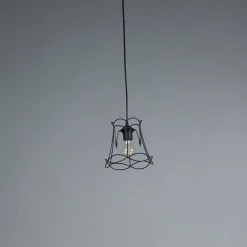 QAZQA Pendelleuchten|Wohnzimmerlampen*Retro Hängelampe schwarz 20 cm - Granny Frame