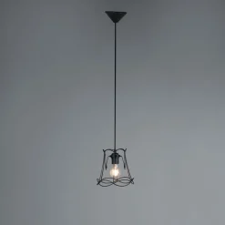 QAZQA Pendelleuchten|Wohnzimmerlampen*Retro Hängelampe schwarz 20 cm - Granny Frame