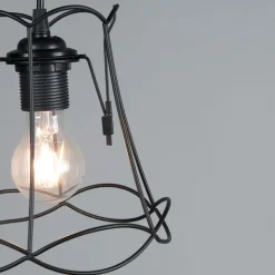 QAZQA Pendelleuchten|Wohnzimmerlampen*Retro Hängelampe schwarz 20 cm - Granny Frame