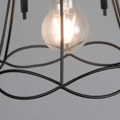 QAZQA Pendelleuchten|Wohnzimmerlampen*Retro Hängelampe schwarz 20 cm - Granny Frame