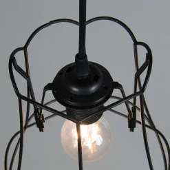 QAZQA Pendelleuchten|Wohnzimmerlampen*Retro Hängelampe schwarz 20 cm - Granny Frame