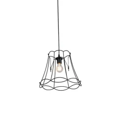 QAZQA Pendelleuchten|Wohnzimmerlampen*Retro Hängelampe schwarz 35 cm - Granny Frame