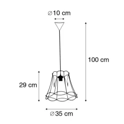 QAZQA Pendelleuchten|Wohnzimmerlampen*Retro Hängelampe schwarz 35 cm - Granny Frame