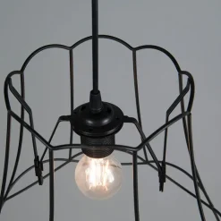 QAZQA Pendelleuchten|Wohnzimmerlampen*Retro Hängelampe schwarz 35 cm - Granny Frame