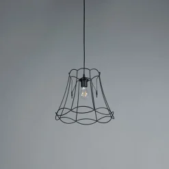 QAZQA Pendelleuchten|Wohnzimmerlampen*Retro Hängelampe schwarz 35 cm - Granny Frame