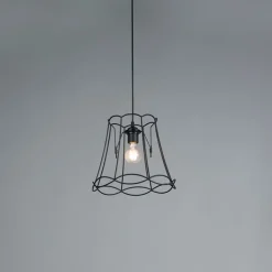 QAZQA Pendelleuchten|Wohnzimmerlampen*Retro Hängelampe schwarz 30 cm - Granny Frame
