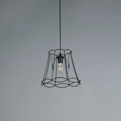 QAZQA Pendelleuchten|Wohnzimmerlampen*Retro Hängelampe schwarz 30 cm - Granny Frame