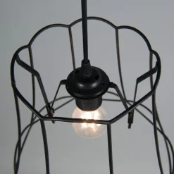 QAZQA Pendelleuchten|Wohnzimmerlampen*Retro Hängelampe schwarz 30 cm - Granny Frame