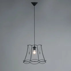 QAZQA Pendelleuchten|Wohnzimmerlampen*Retro Hängelampe schwarz 40 cm - Granny Frame