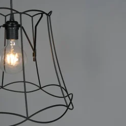 QAZQA Pendelleuchten|Wohnzimmerlampen*Retro Hängelampe schwarz 40 cm - Granny Frame