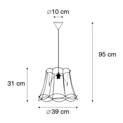 QAZQA Pendelleuchten|Wohnzimmerlampen*Retro Hängelampe schwarz 40 cm - Granny Frame