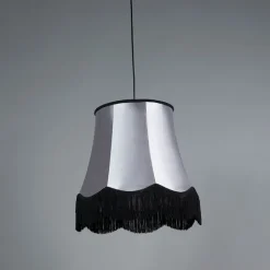 QAZQA Pendelleuchten|Wohnzimmerlampen*Retro Hängelampe schwarz mit grau 45 cm - Granny