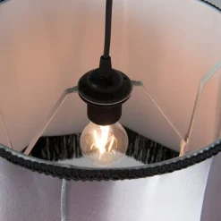 QAZQA Pendelleuchten|Wohnzimmerlampen*Retro Hängelampe schwarz mit grau 45 cm - Granny