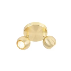 QAZQA Deckenstrahler|Aufbaustrahler*Retro Rundstrahler Messing mit Deckenplatte 2-flammig - Gissi