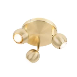 QAZQA Schlafzimmerlampen|Küchenlampen*Retro Rundstrahler Messing mit Deckenplatte 3 Leuchten - Gissi