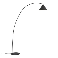 QAZQA Stehlampen|Wohnzimmerlampen*Retro Stehlampe Schwarz mit weißer Innenseite - Triangolo