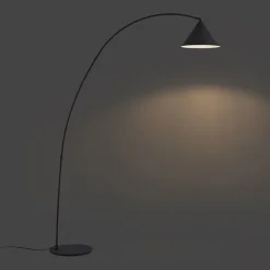 QAZQA Stehlampen|Wohnzimmerlampen*Retro Stehlampe Schwarz mit weißer Innenseite - Triangolo