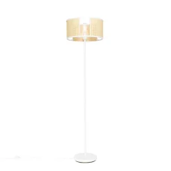QAZQA Stehlampen|Wohnzimmerlampen*Retro Stehlampe weiß mit Rattan 40 cm - Akira