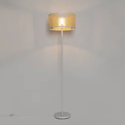 QAZQA Stehlampen|Wohnzimmerlampen*Retro Stehlampe weiß mit Rattan 40 cm - Akira