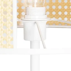 QAZQA Stehlampen|Wohnzimmerlampen*Retro Stehlampe weiß mit Rattan 40 cm - Akira