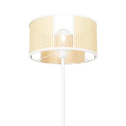 QAZQA Stehlampen|Wohnzimmerlampen*Retro Stehlampe weiß mit Rattan 40 cm - Akira