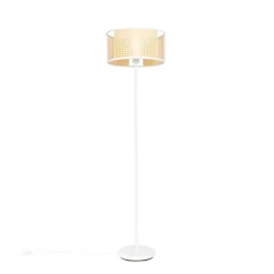 QAZQA Stehlampen|Wohnzimmerlampen*Retro Stehlampe weiß mit Rattan 40 cm - Akira