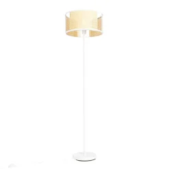 QAZQA Stehlampen|Wohnzimmerlampen*Retro Stehlampe weiß mit Rattan 40 cm - Akira