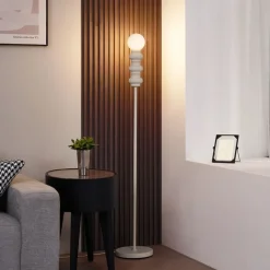 QAZQA Stehlampen|Wohnzimmerlampen*Retro Stehleuchte Beige mit mattiertem Glas - Fedde