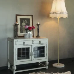 QAZQA Schlafzimmerlampen|Küchenlampen*Retro Stehleuchte Messing mit Granny Schirm creme 45 cm - Kaso