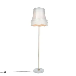 QAZQA Schlafzimmerlampen|Küchenlampen*Retro Stehleuchte Messing mit Granny Schirm creme 45 cm - Kaso