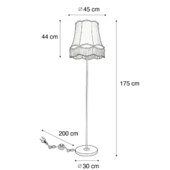QAZQA Schlafzimmerlampen|Küchenlampen*Retro Stehleuchte Messing mit Granny Schirm creme 45 cm - Kaso