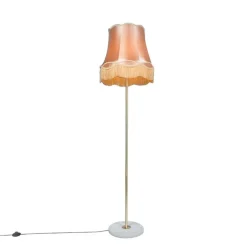 QAZQA Stehlampen|Wohnzimmerlampen*Retro Stehleuchte Messing mit Granny Schirm Gold 45 cm - Kaso
