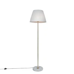 QAZQA Stehlampen|Wohnzimmerlampen*Retro Stehleuchte Messing mit Plissee Schirm creme 45 cm - Kaso