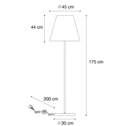QAZQA Stehlampen|Wohnzimmerlampen*Retro Stehleuchte Messing mit Plissee Schirm creme 45 cm - Kaso