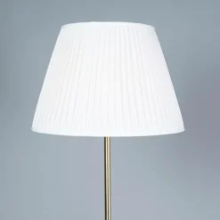QAZQA Stehlampen|Wohnzimmerlampen*Retro Stehleuchte Messing mit Plissee Schirm creme 45 cm - Kaso