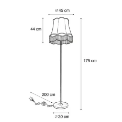 QAZQA Stehlampen|Wohnzimmerlampen*Retro Stehleuchte Messing mit Lampenschirm Granny pink 45 cm - Kaso