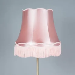 QAZQA Stehlampen|Wohnzimmerlampen*Retro Stehleuchte Messing mit Lampenschirm Granny pink 45 cm - Kaso