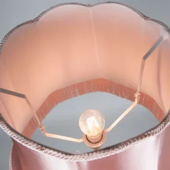 QAZQA Stehlampen|Wohnzimmerlampen*Retro Stehleuchte Messing mit Lampenschirm Granny pink 45 cm - Kaso